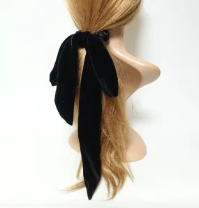 silk velvet long strap bow knot satin scrunchy luxury soft bow hair bow elastic scrunchies