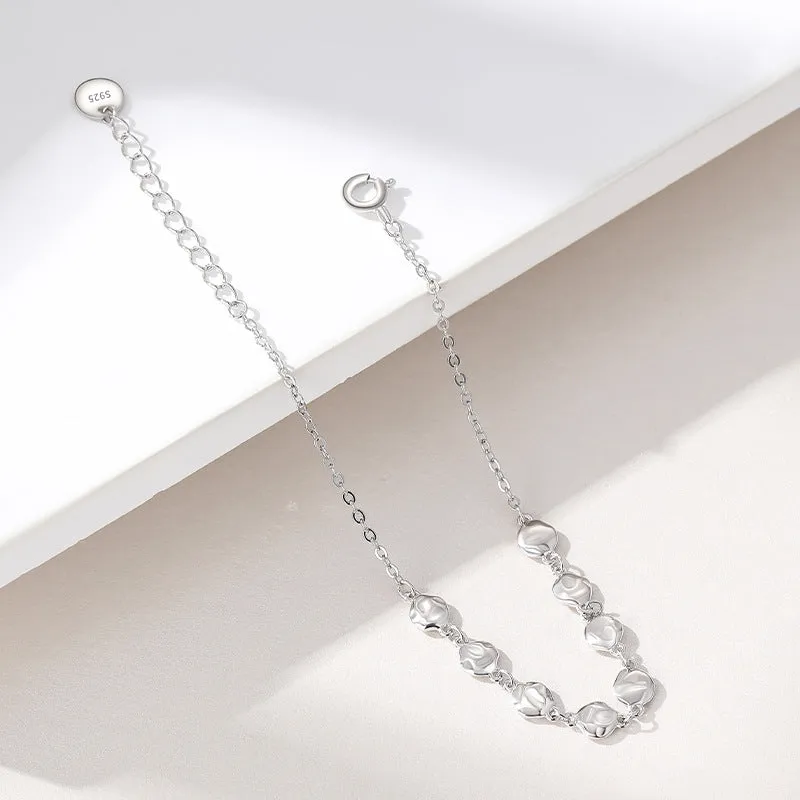 Silver bracelet ins simple design skin texture chain bracelet