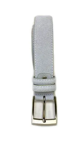 Silver Grey Suede Belt with Silver Buckle