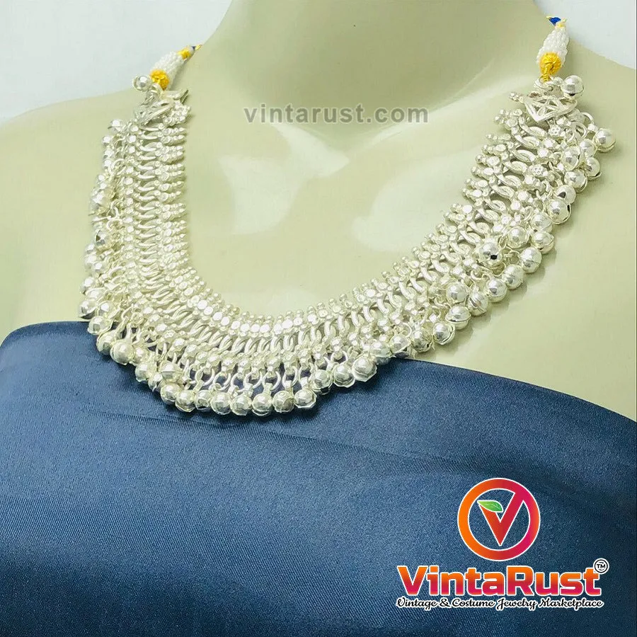 Silver Kuchi Vintage Bells Choker Necklace