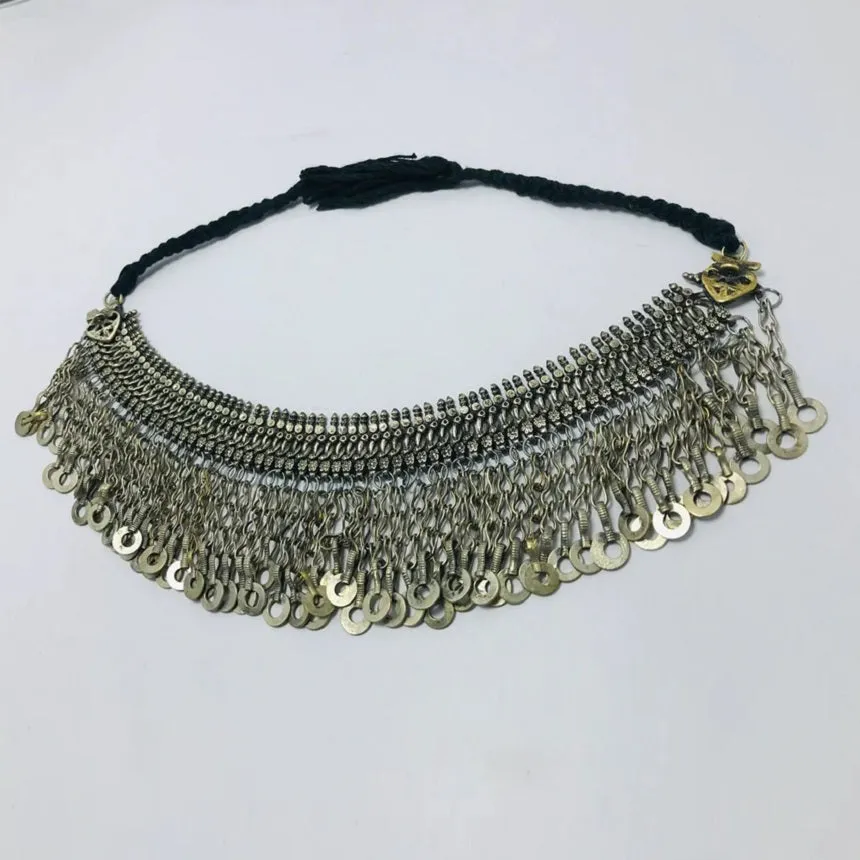 Silver Kuchi Vintage Choker Necklace With Tassels