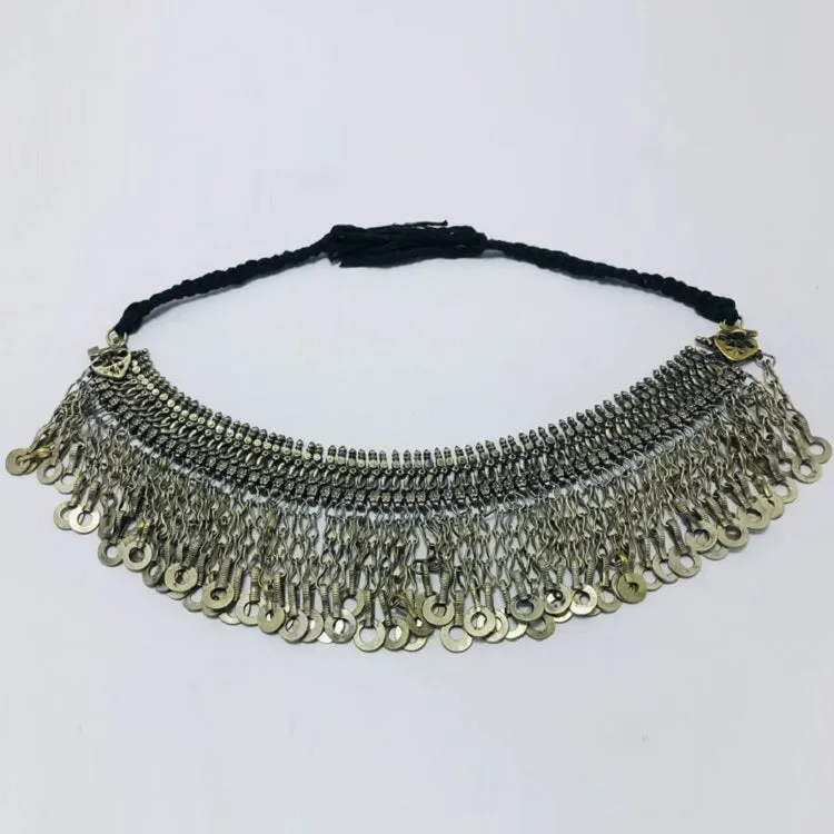 Silver Kuchi Vintage Choker Necklace With Tassels