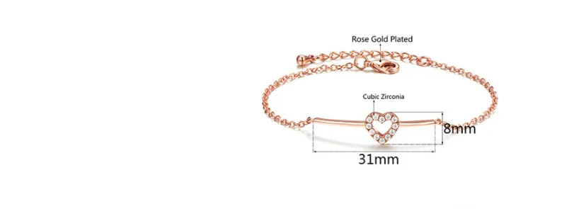 Simple Ladies Fashion Hollow Heart Shaped Crystal Bracelet