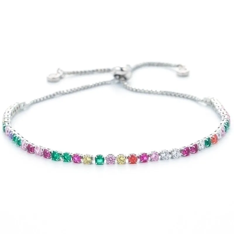 Simple Single Row Multicolor Zircon Copper Bracelet