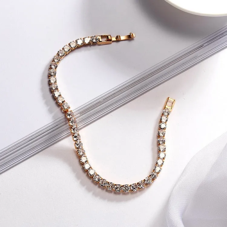 Single row full diamond zircon bracelet