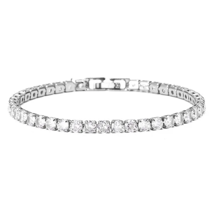 Single row full diamond zircon bracelet