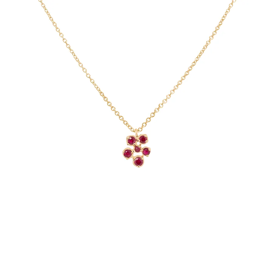 Small Flower Cluster Ruby Festival Necklace