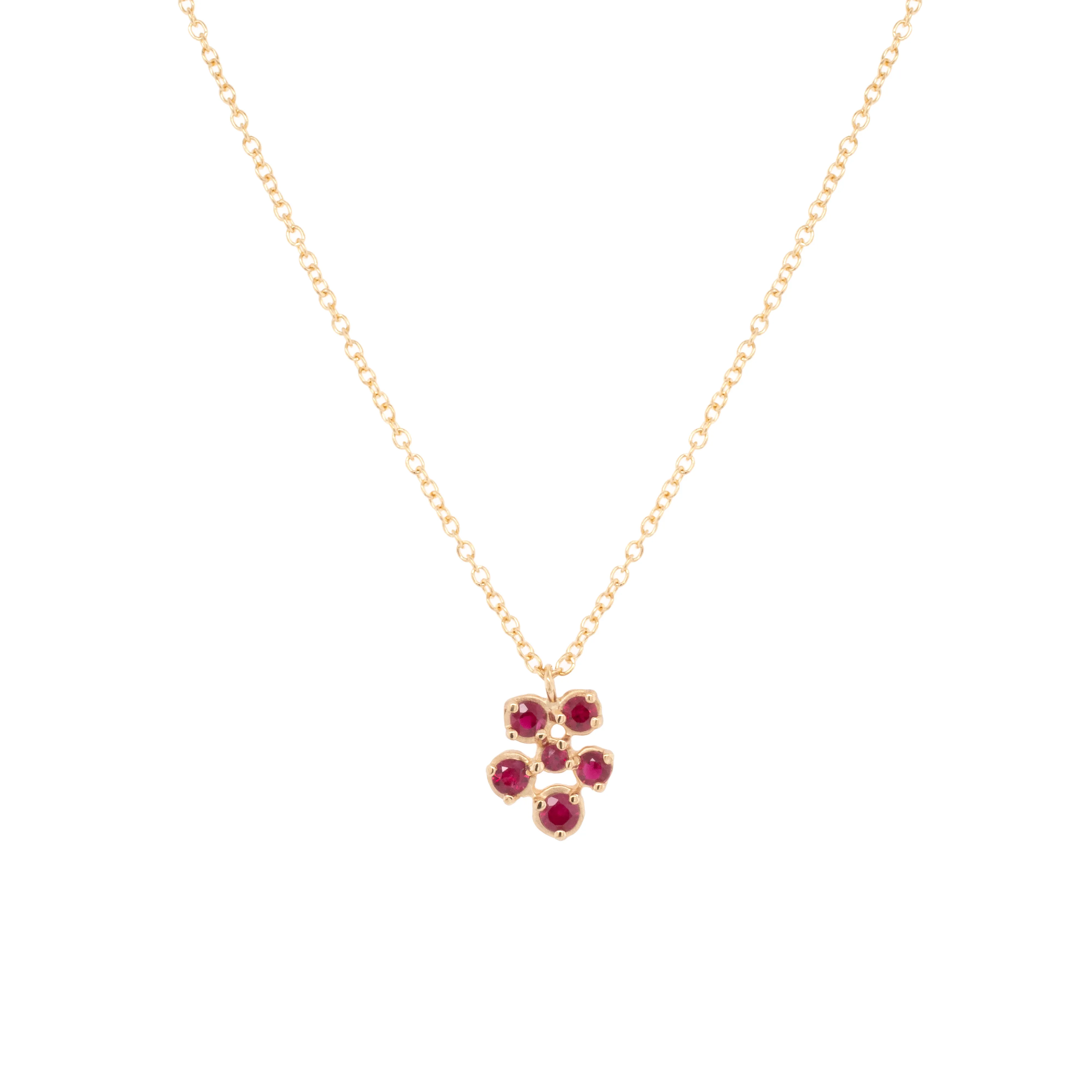 Small Flower Cluster Ruby Festival Necklace