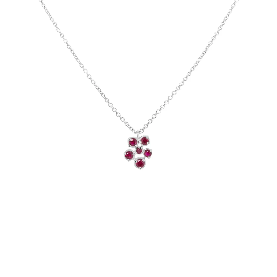 Small Flower Cluster Ruby Festival Necklace