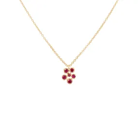 Small Flower Cluster Ruby Festival Necklace