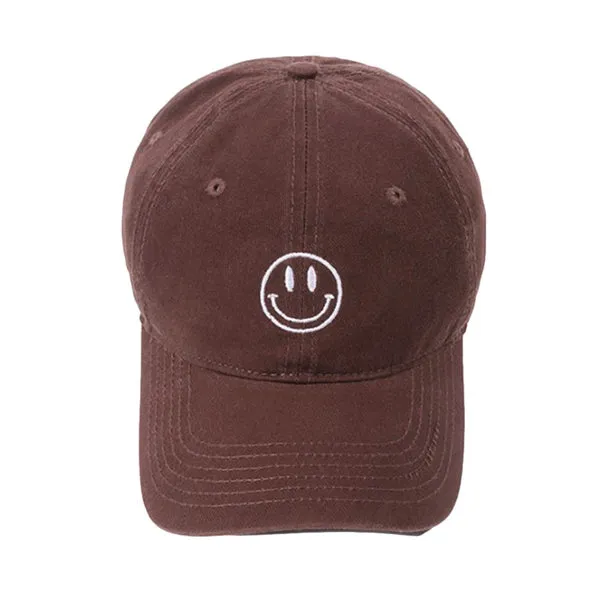 Smiley Face Embroidery Coffee Adjustable Baseball Cap 笑臉刺繡咖啡色可調節棒球帽 KCHT2419