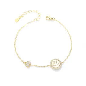 Smiling Face with Zircon Silver Bracelet for Women