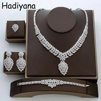 Sparkling High Quality AAAA  Cubic Zirconia Diamonds 4 piece Bridal Jewelry Set