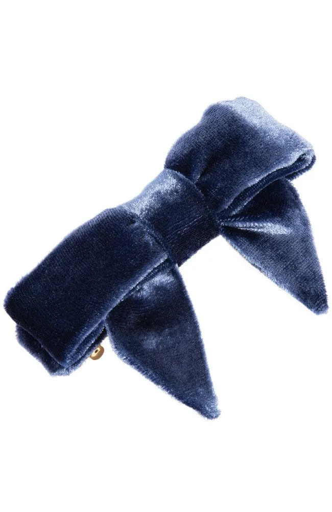 Square Bow Barrette - Velvet