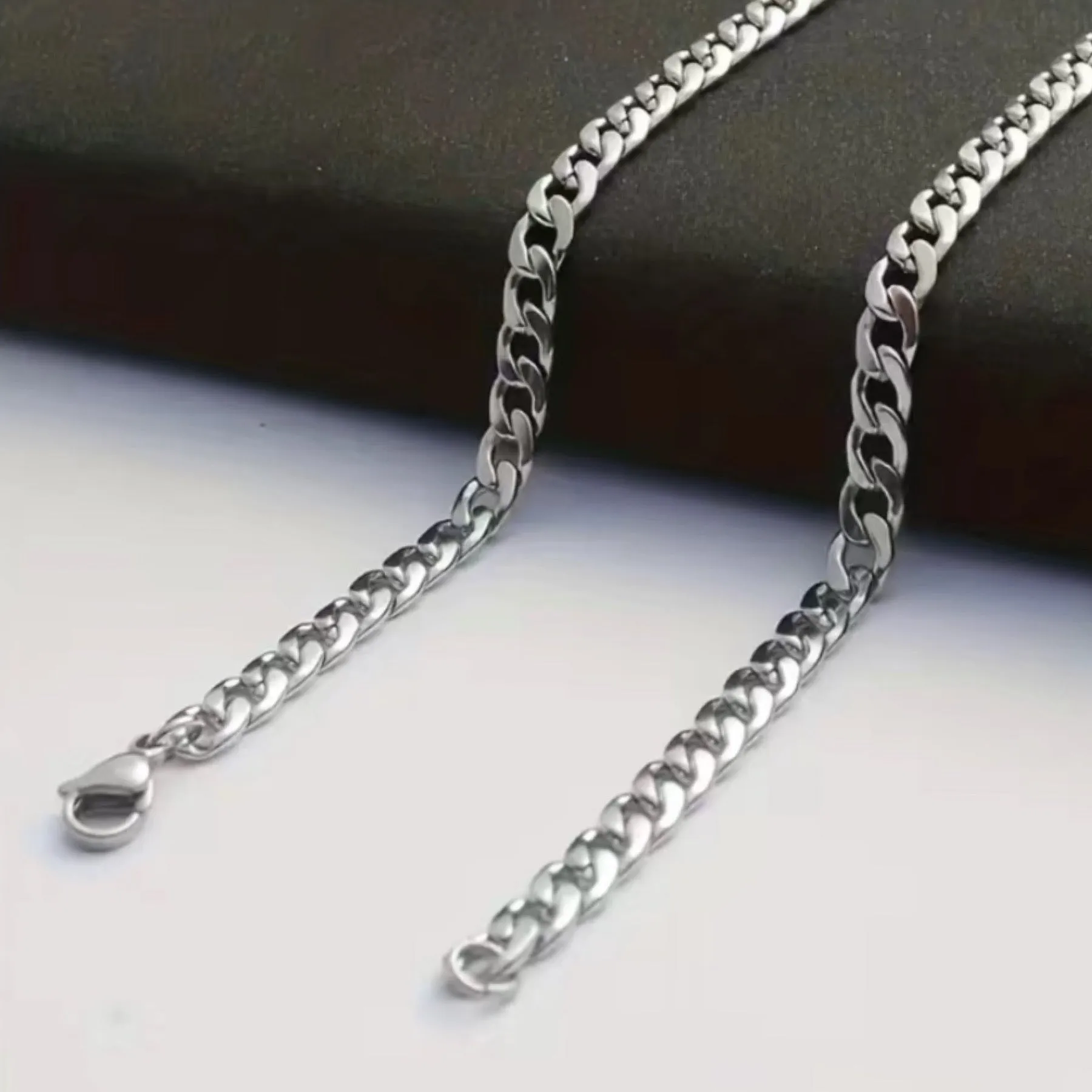 Stainless Steel Cuban Chain Hip Hop Style Necklace and Bracelet Set