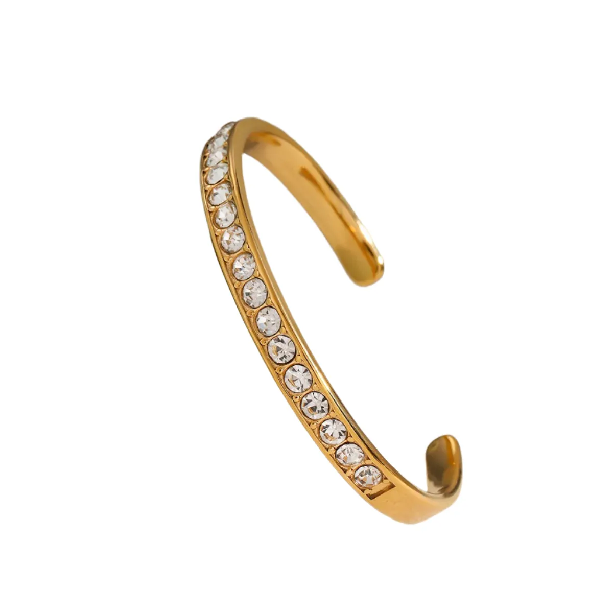 Stainless Steel Inlaid Zircon Cuff Bracelet