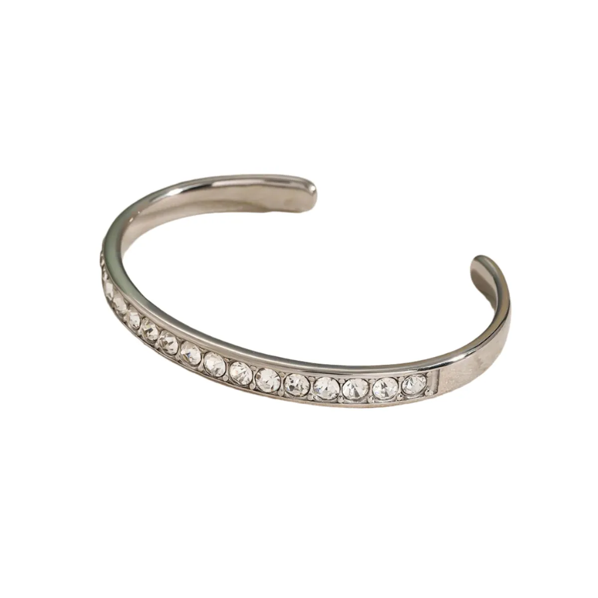 Stainless Steel Inlaid Zircon Cuff Bracelet