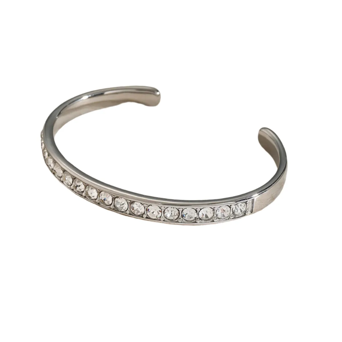 Stainless Steel Inlaid Zircon Cuff Bracelet