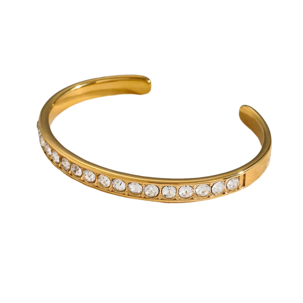 Stainless Steel Inlaid Zircon Cuff Bracelet