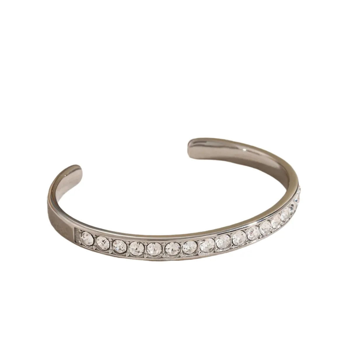 Stainless Steel Inlaid Zircon Cuff Bracelet