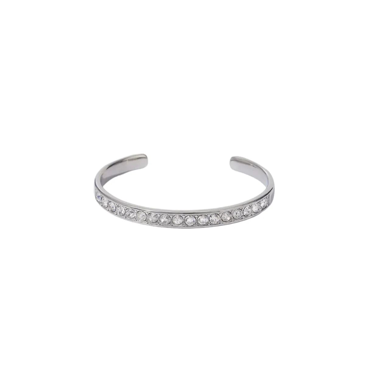 Stainless Steel Inlaid Zircon Cuff Bracelet