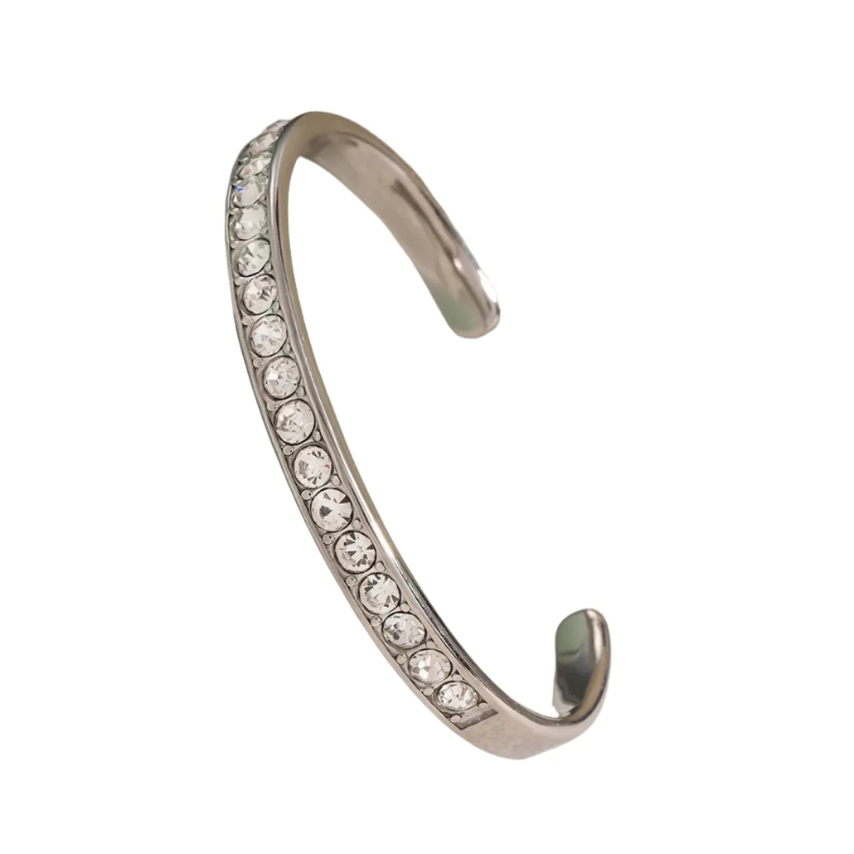 Stainless Steel Inlaid Zircon Cuff Bracelet