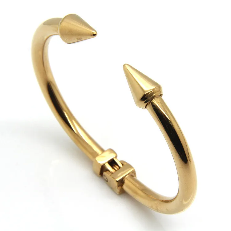 Stainless Steel Jewelry Conical Arrows Bracelets & Bangles Wholesale 18K Gold Cone Nail Cuff Bracelet For Women