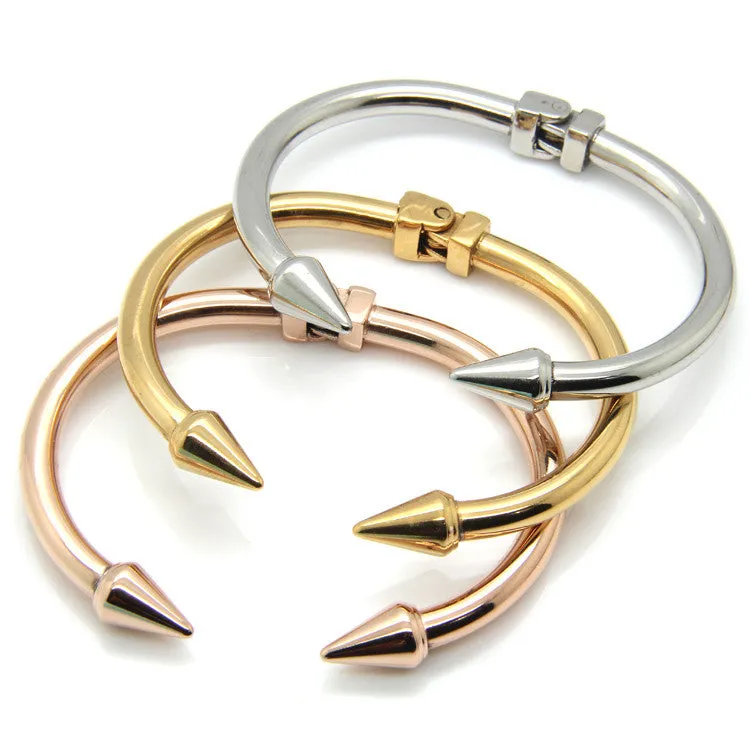 Stainless Steel Jewelry Conical Arrows Bracelets & Bangles Wholesale 18K Gold Cone Nail Cuff Bracelet For Women