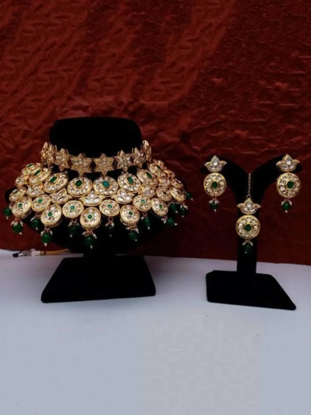 Star Choker Bridal Necklace Earring And Teeka Set