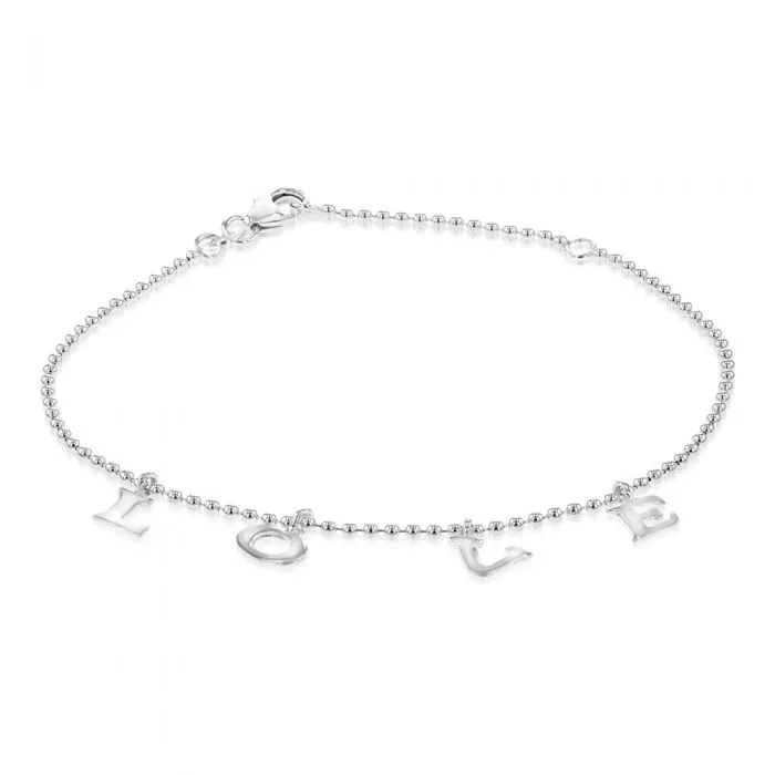 Sterling Silver Love Charm 16 3cm Bracelet