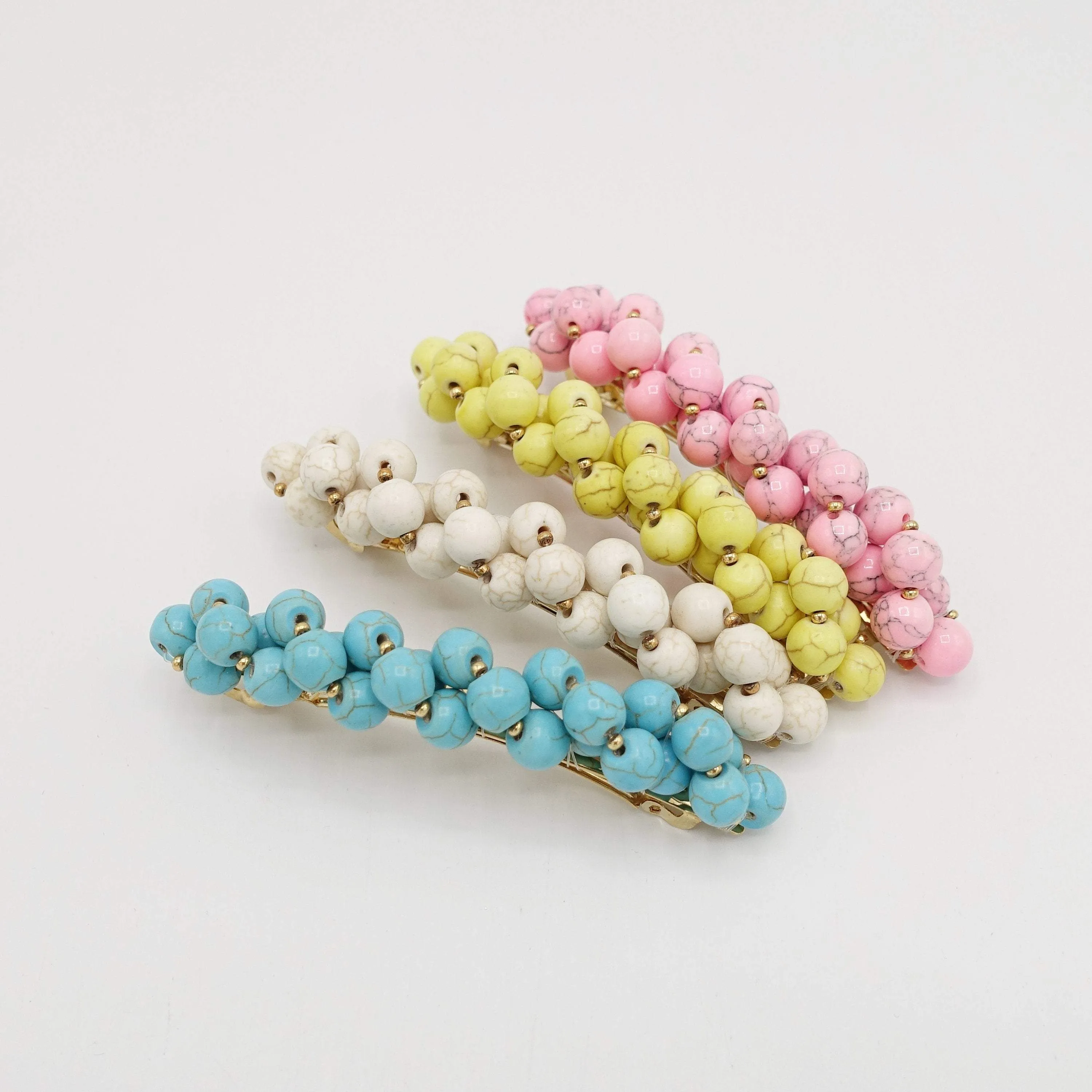 stone beaded hair barrette