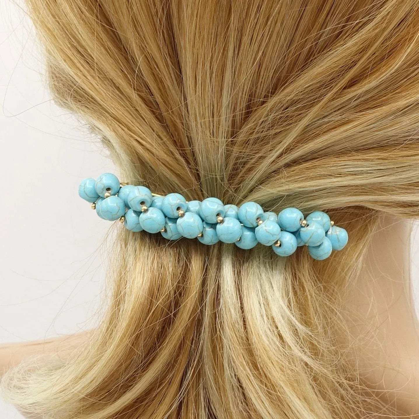 stone beaded hair barrette