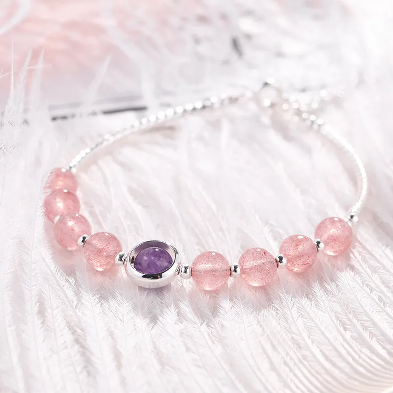 Strawberry Crystal Amethyst Bracelet by Planderful Collection