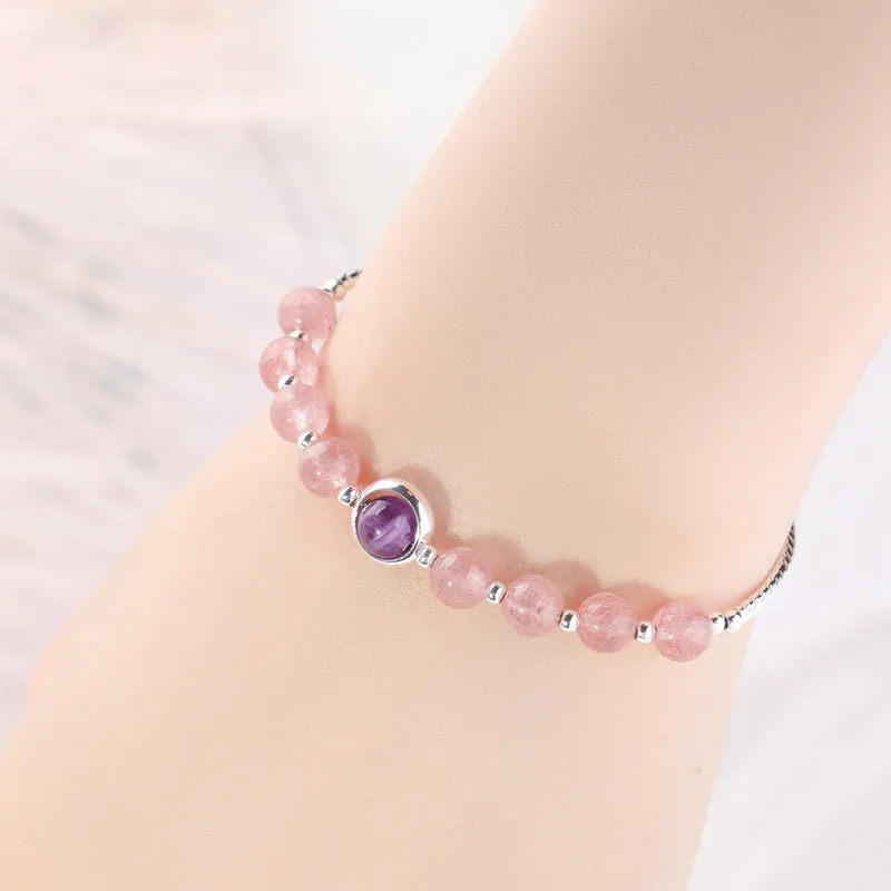 Strawberry Crystal Amethyst Bracelet by Planderful Collection