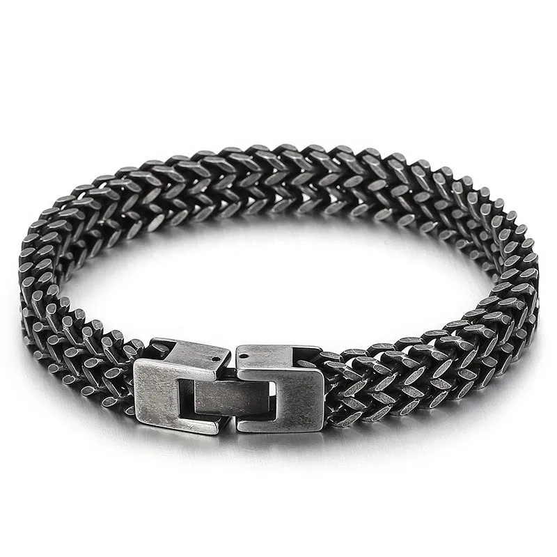 Stylish Double-Row Titanium Steel Men's Bracelet - Hip-Hop Inspired Jewelry for Everyday Wear