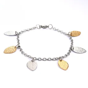 Stylish Gold Leaf Titanium Steel Bracelet for Women – Personalized Simple Jewelry from Planderful's Everyday Genie Collection