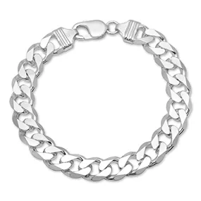 Super Heavy 12mm Solid 925 Sterling Silver Curb Chain Bracelet For Men