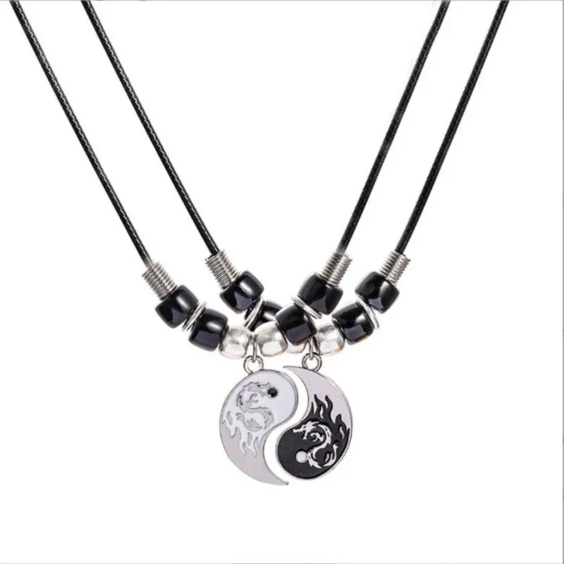 Tai Chi Eight Trigrams Friendship Necklace and Bracelet Set – Perfect Gift for Best Friends