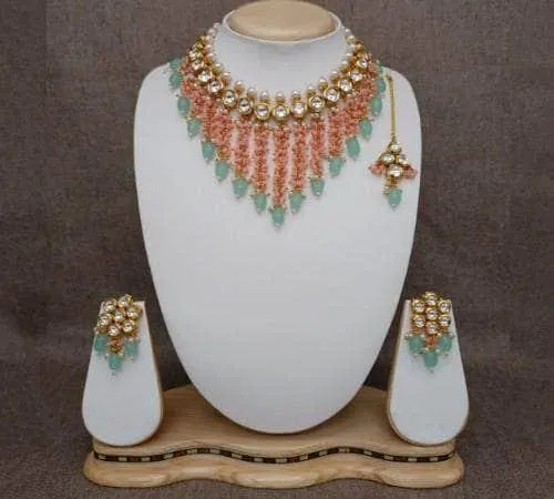 Tassel Coral Necklace Set