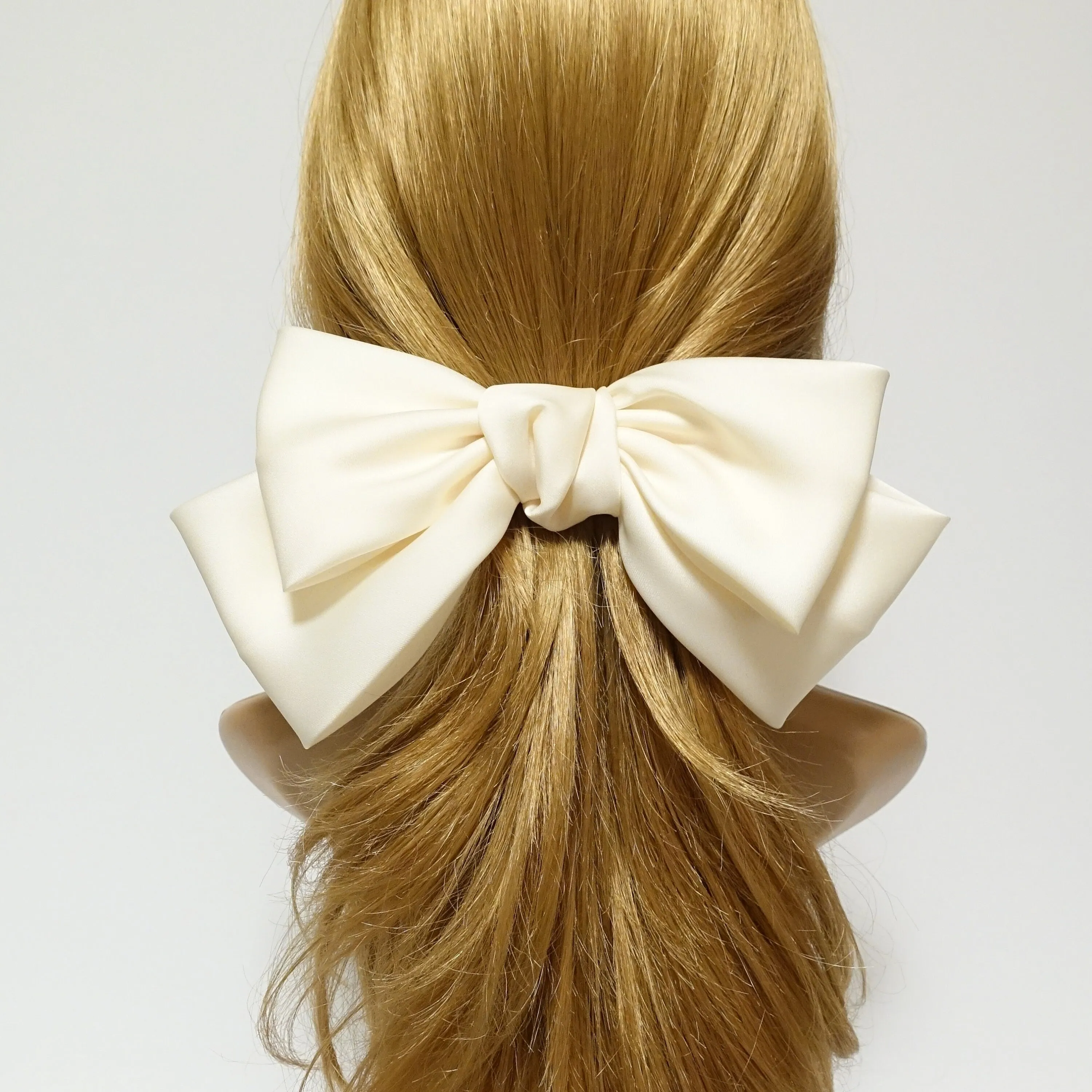 Texas satin hair bow very big satin simple bow french hair barrette for Women