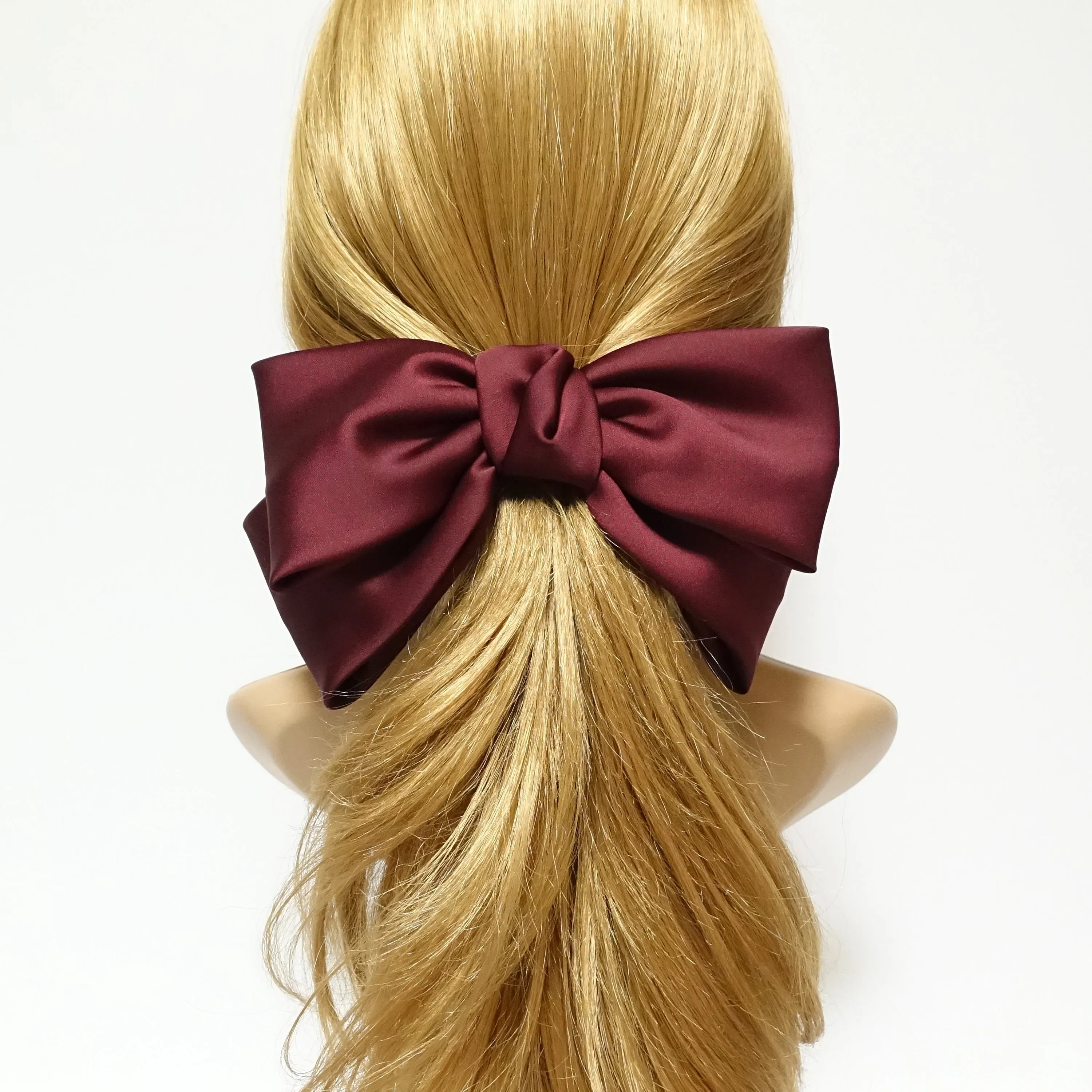 Texas satin hair bow very big satin simple bow french hair barrette for Women