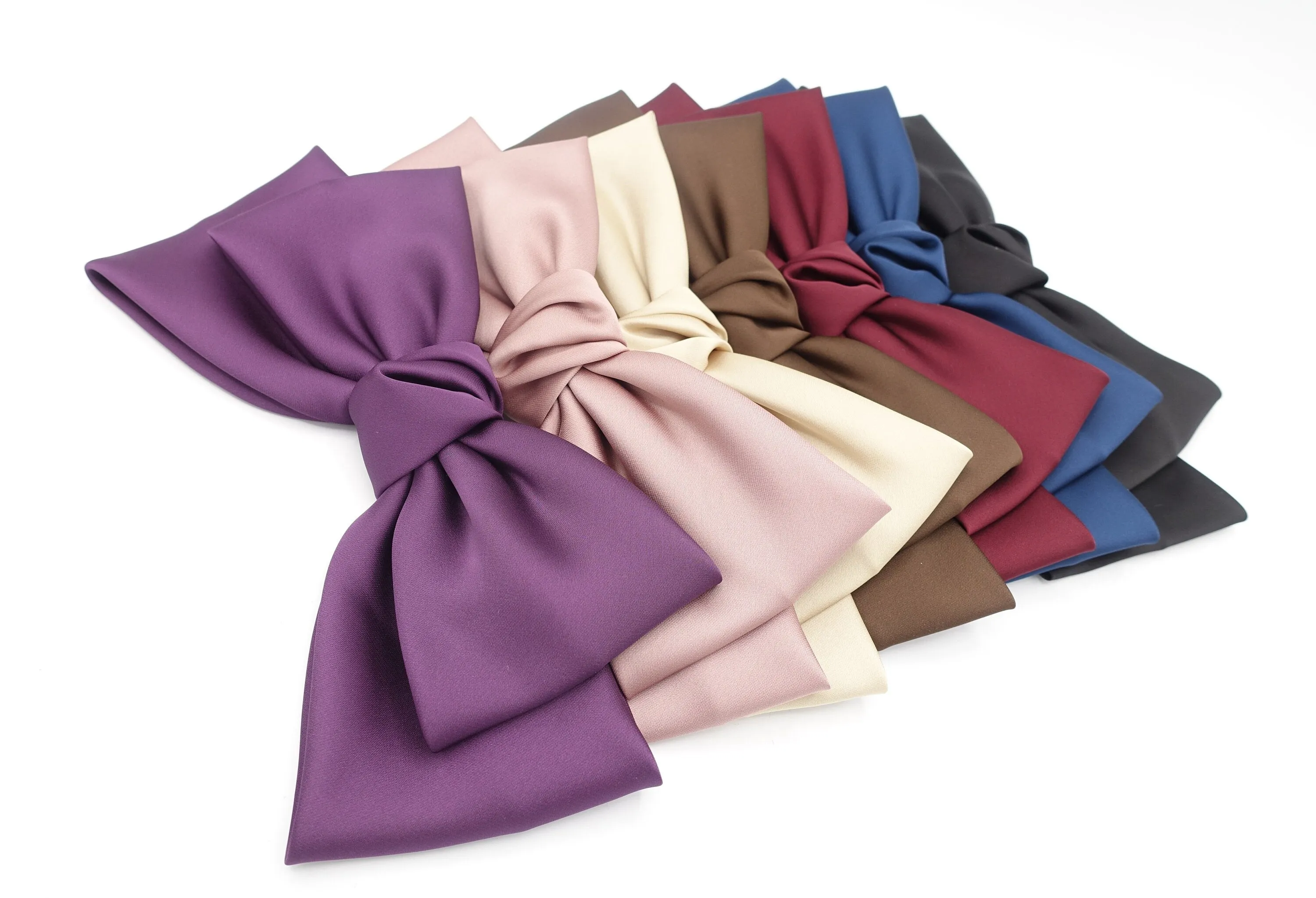 Texas satin hair bow very big satin simple bow french hair barrette for Women