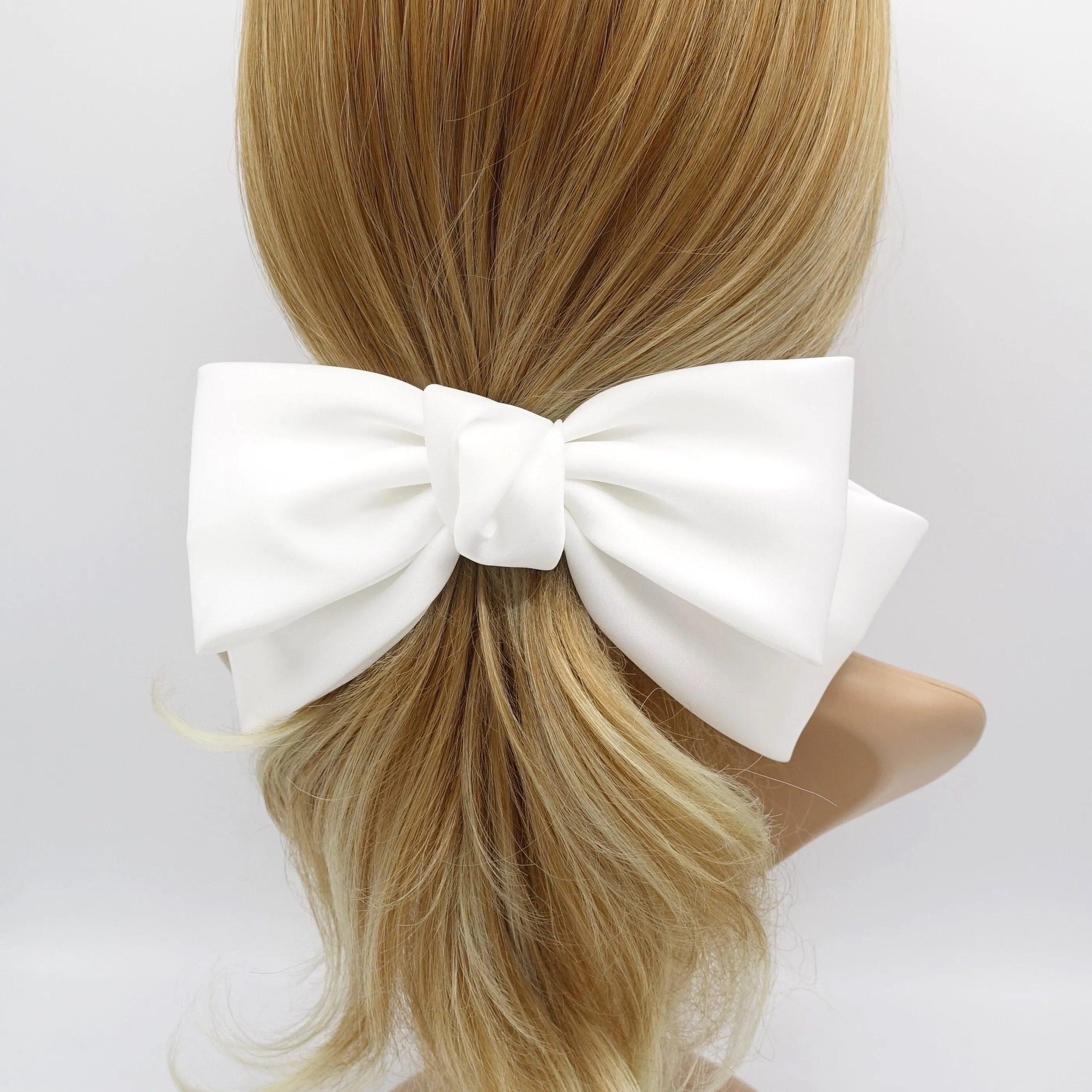 Texas satin hair bow very big satin simple bow french hair barrette for Women