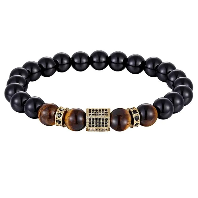 Tiger Eye with Cubic Zircon Bracelet