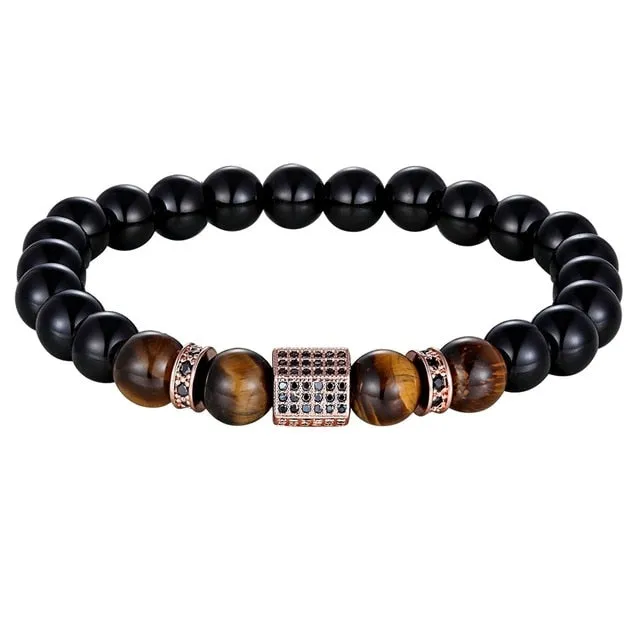 Tiger Eye with Cubic Zircon Bracelet