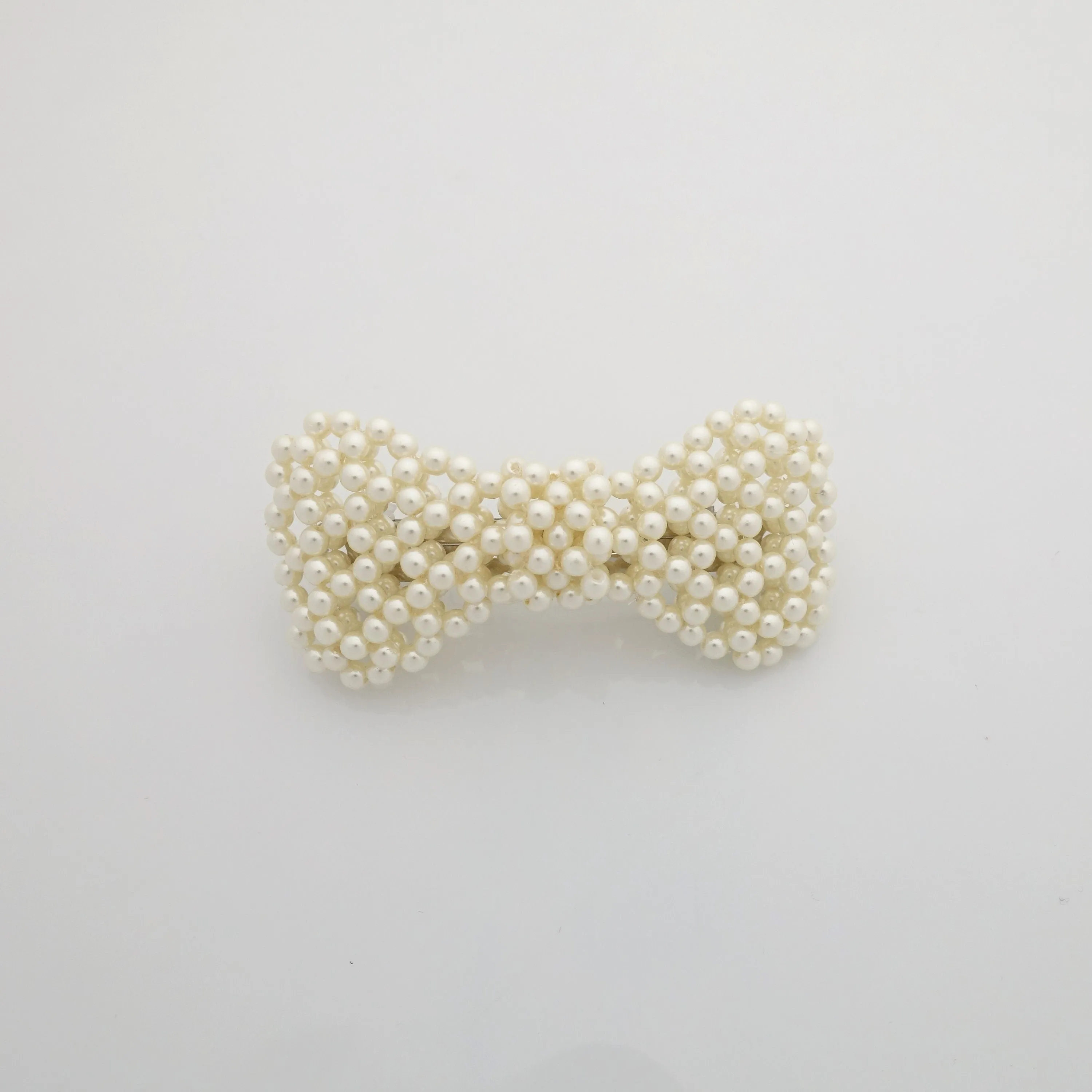 Tiny pearl ball beaded bow french hair barrette elegant women hair accessory