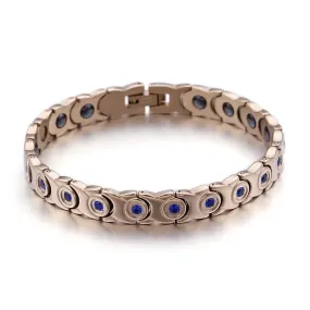 Titanium Steel Magnetic Bracelets for Men and Women with Zircon Inlay and Rose Gold Electroplating