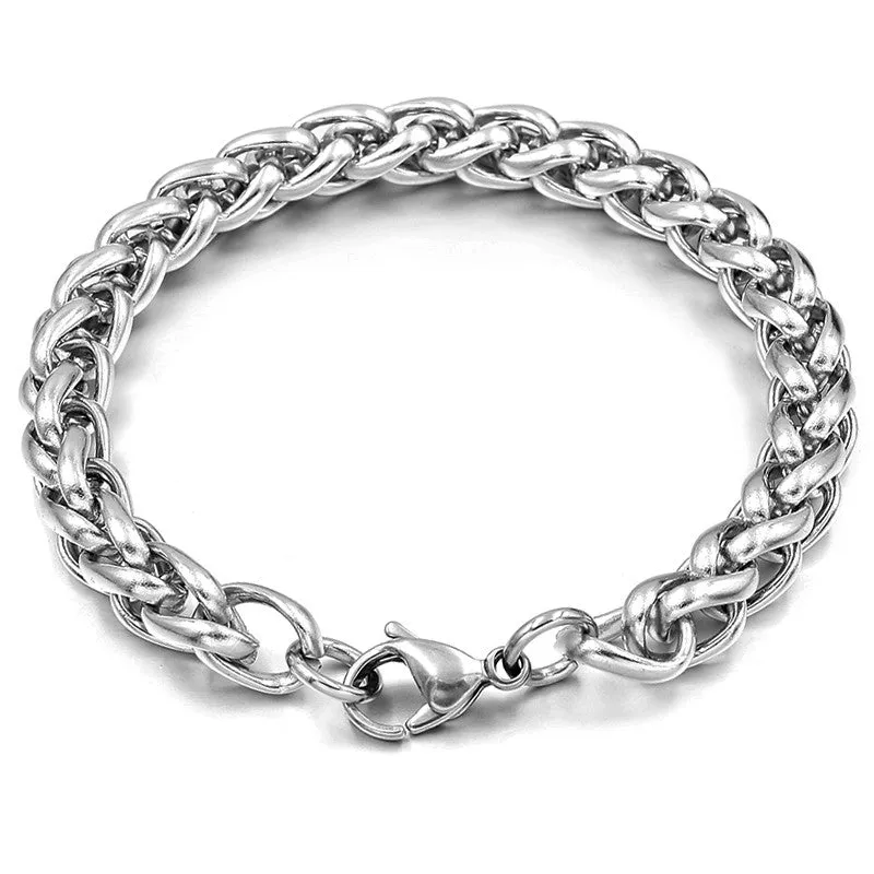 Titanium Steel Men'S Flower Basket Bracelet