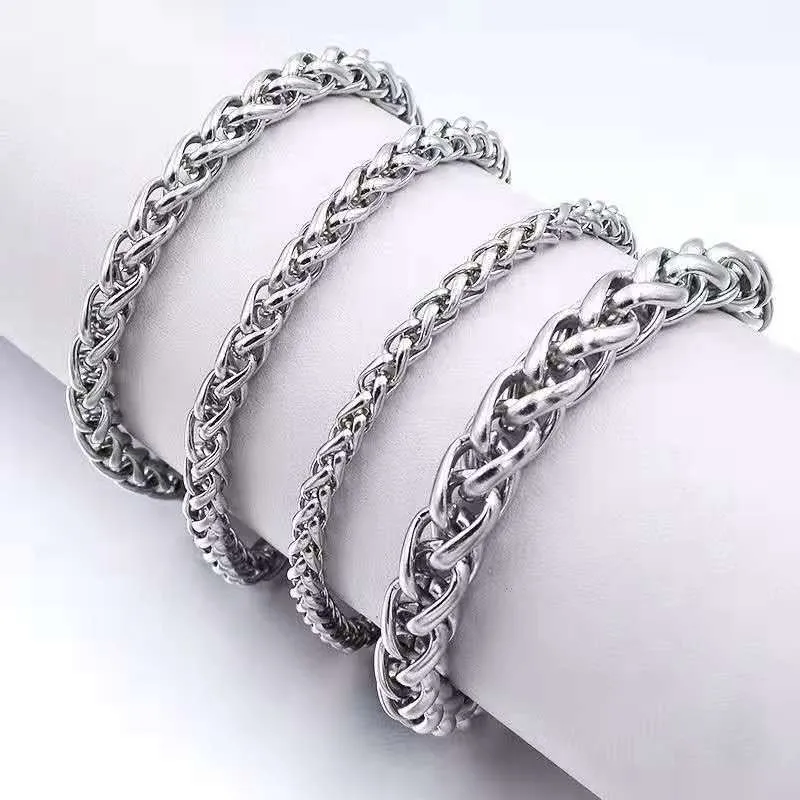 Titanium Steel Men'S Flower Basket Bracelet