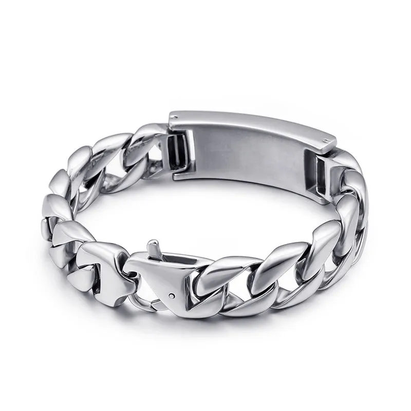 Titanium Steel Skull Bracelet with Curved Zircon Accents for Men - European and American Fashion Accessory